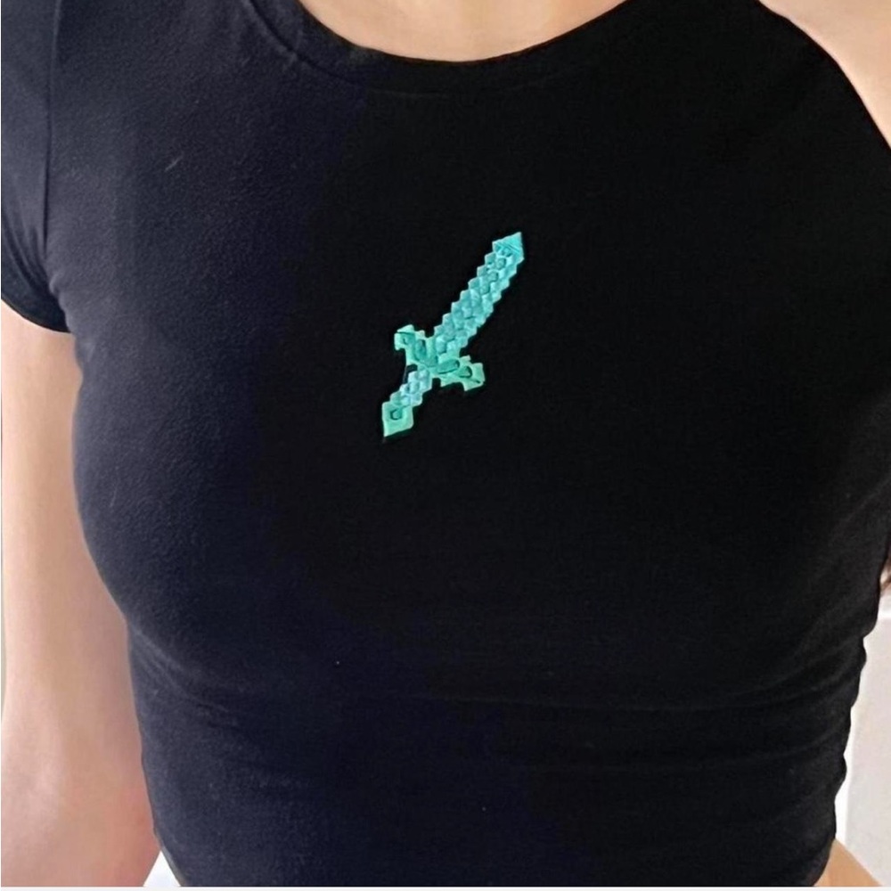 Minecraft sword small Crop Top